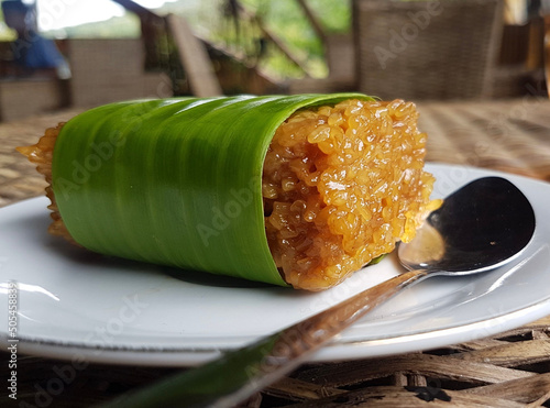 Close-up of wajik made of rice and brown sugar - Indonesian food photo