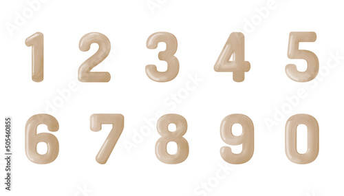 Golden numbers set with watercolor effect, vector illustration