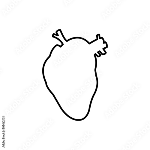 Human anatomical heart black outline icon. People internal organ sign. Cardiology, medical concept. Flat isolated symbol for: illustration, logo, app, banner, web design, dev, ui, gui. Vector EPS 10