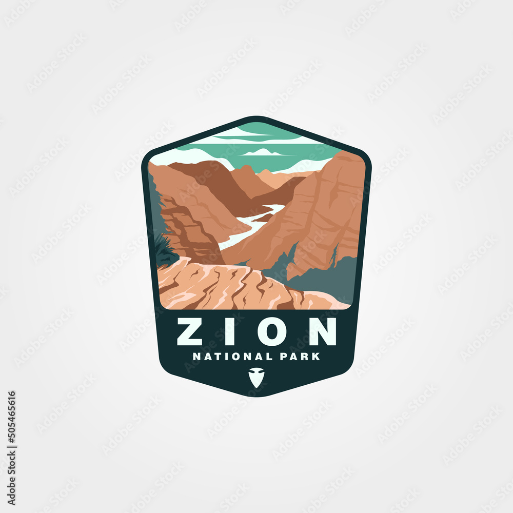 Φωτογραφία zion national park emblem design, vintage united states national park collection