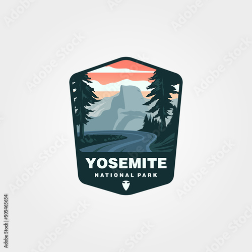 vector of yosemite national park sticker patch design, vintage united states national park collection illustration design