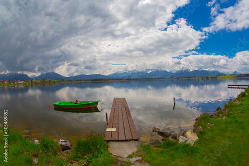 Lake Hopfensee near Fuessen - View of Allgaeu Alps, Bavaria, Germany - paradise travel destination photo