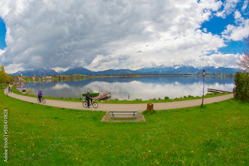 Lake Hopfensee near Fuessen - View of Allgaeu Alps, Bavaria, Germany - paradise travel destination photo