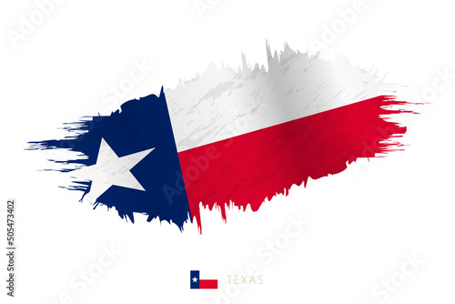 Painted brushstroke flag of Texas with waving effect.
