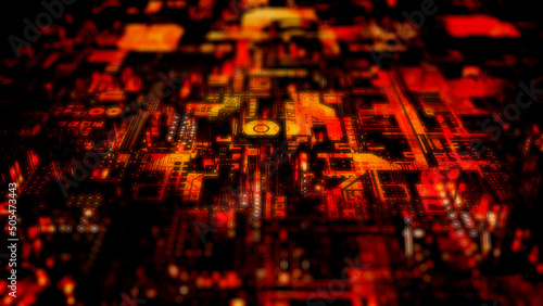 red grunge lighting cyber punk technological digital backdrop - abstract 3D illustration