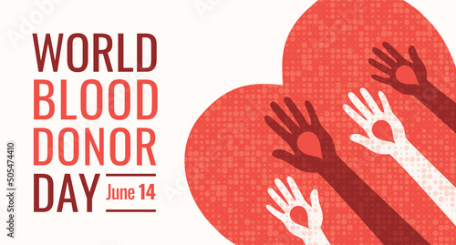 World blood donor day June 14. Vector web banner for social media, posters, cards, and flyers. Medical health care design.  photo
