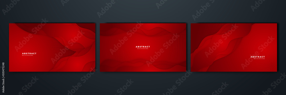 Futuristic technology digital abstract red colorful design banner. Abstract red banner background with particles and wave shapes. Vector abstract graphic design banner pattern background web template.