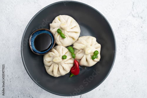 Manti on a plate. Tradition...