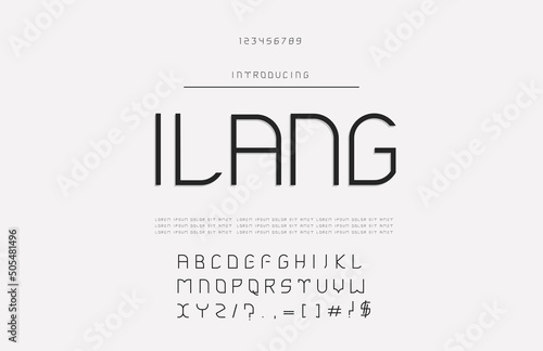 Modern Minimalist Geometry Typography. Ilang Font Vector Illustration