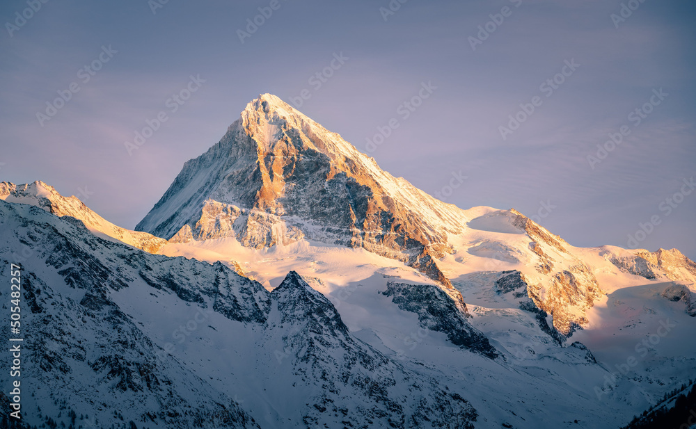 Αυτοκόλλητο Beautiful view of the Dent Blanche mountains during sunset in Switzerland