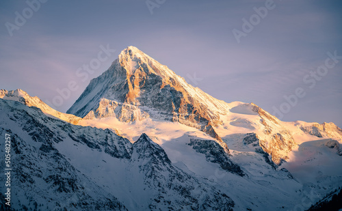 Beautiful view of the Dent Blanche mountains during sunset in Switzerland