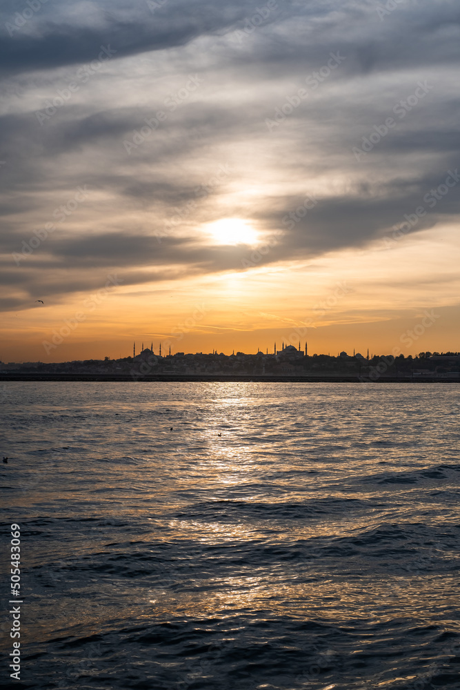 sunset over the bosporus Istanbul