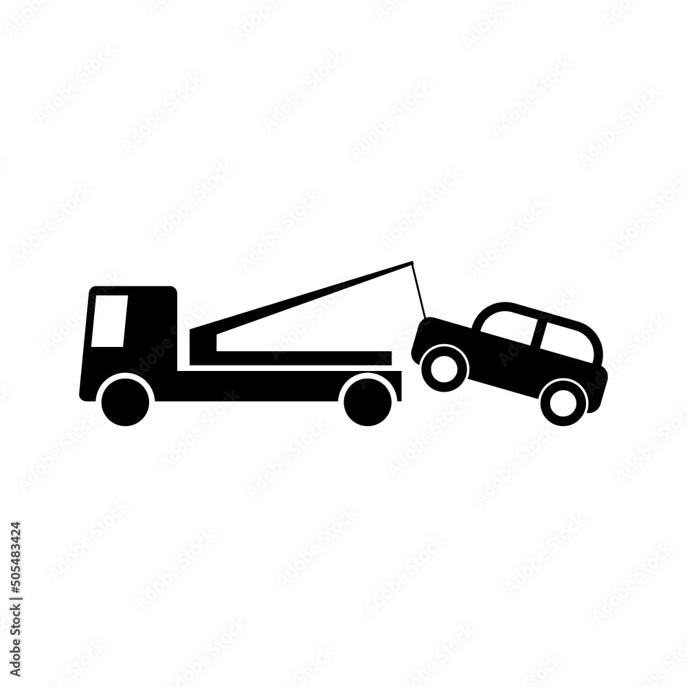 Car towing truck glyph icon Car towing truck glyph icon