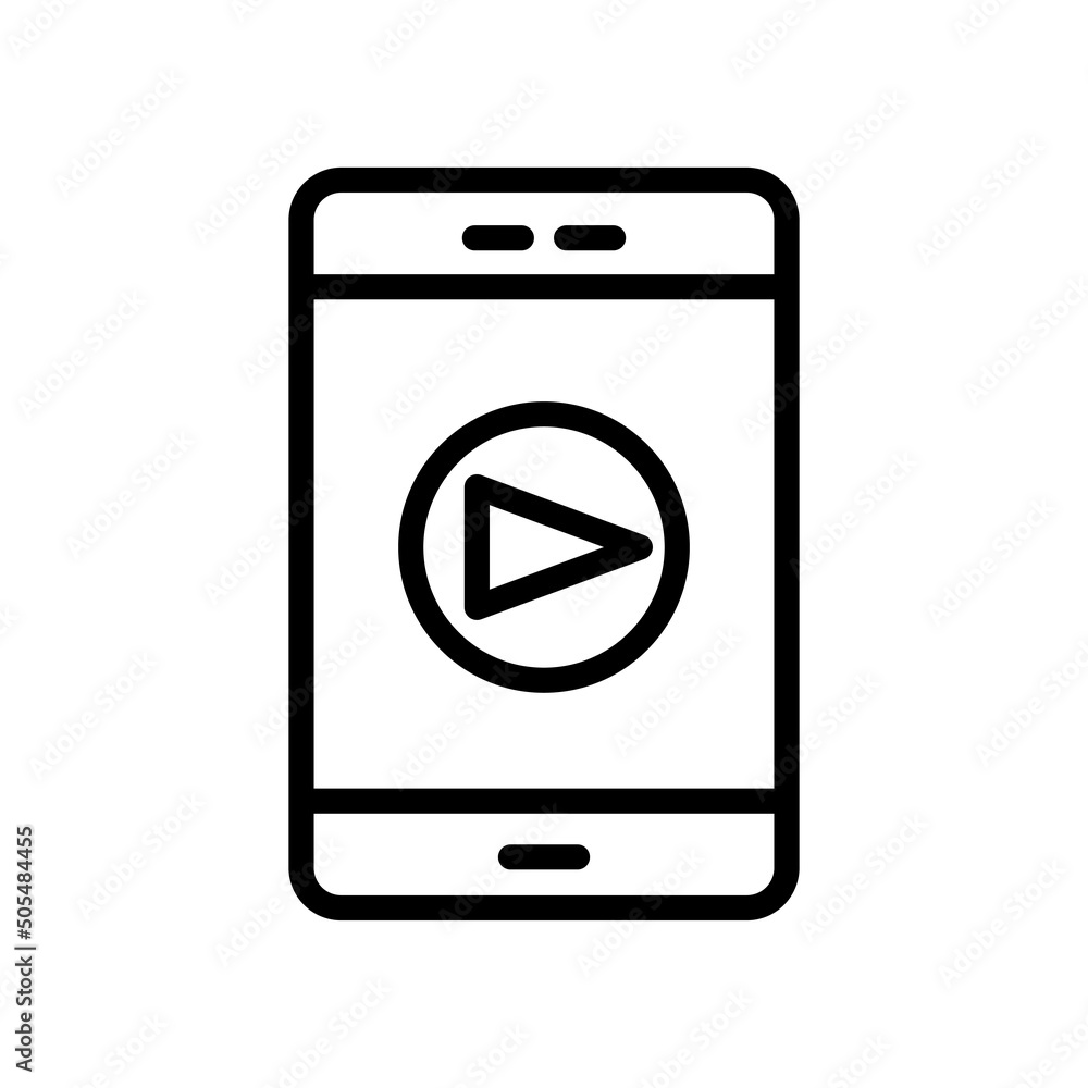 Mobile vector icon with play button. music, play music. line icon style. Simple design illustration editable Mobile vector icon with play button. music, play music. line icon style. Simple design illustration editable