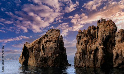 calanques cliffs of Piana, on mediterranee sea, Corse, france