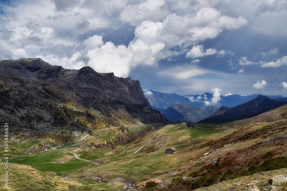 The village of Dondena, a small village in the Champorcher valley, surrounded by pastures and mountains. The village of Dondena, a small village in the Champorcher valley, surrounded by pastures and mountains.