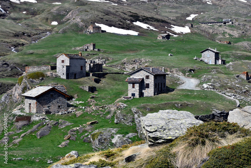 The village of Dondena, a small village in the Champorcher valley, surrounded by pastures and mountains. photo