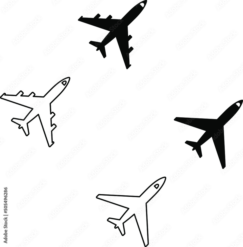 Plane icon set. Airplane icon vector. Flight transport symbol. Travel illustration