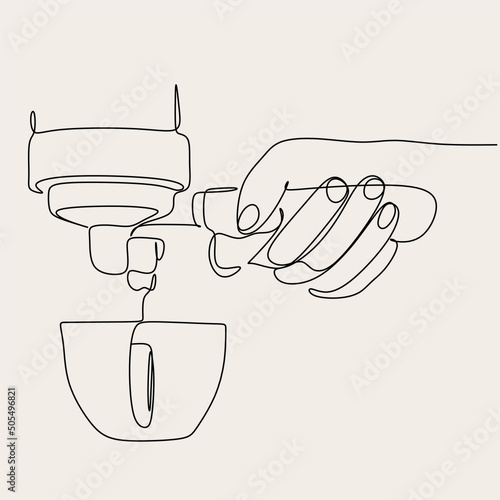 Coffee barista line drawing. Minimalist line art of man doing coffee