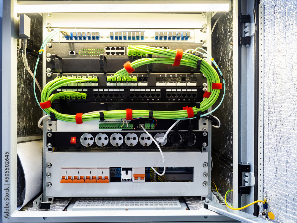Electrical network equipment. Network equipment with fiber optic and