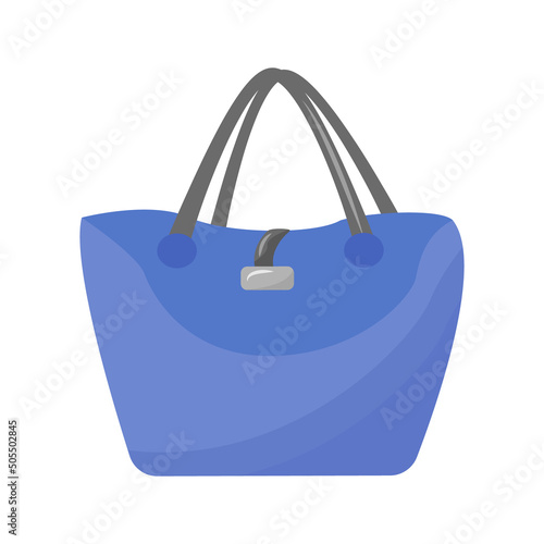 Blue bag semi flat color vector element. Full sized object on white. Woman elegant purse. Casual and smart handbag simple cartoon style illustration for web graphic design and animation