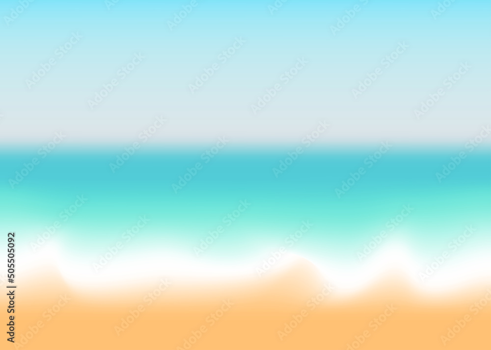 Creative gradient background in summer colors. Ocean horizon, beach, and sunsets. Gradient mesh abstract sandy beach vector travel poster.
