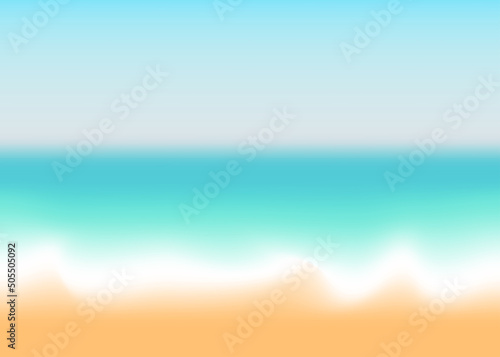 Creative gradient background in summer colors. Ocean horizon, beach, and sunsets. Gradient mesh abstract sandy beach vector travel poster.