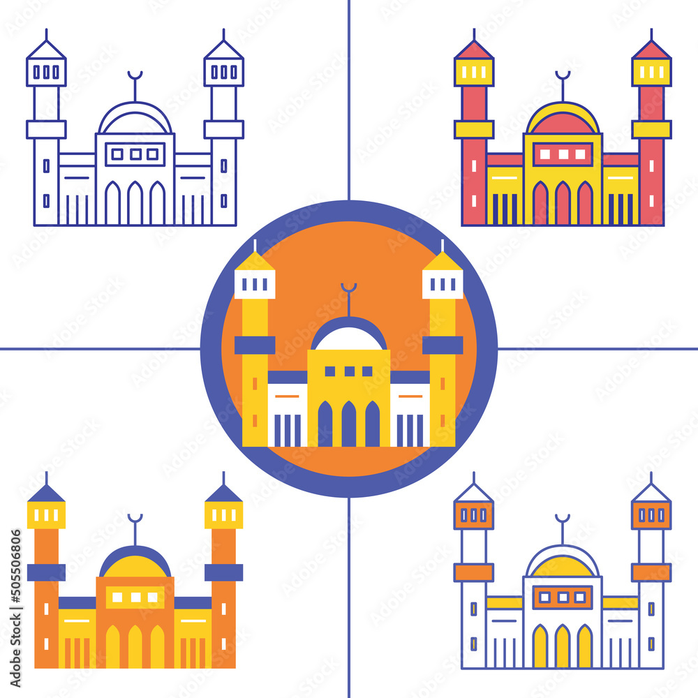 Itaewon Mosque in flat design style