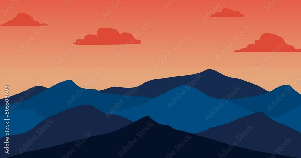 parallax animation of red sky and blue mountain parallax animation of red sky and blue mountain