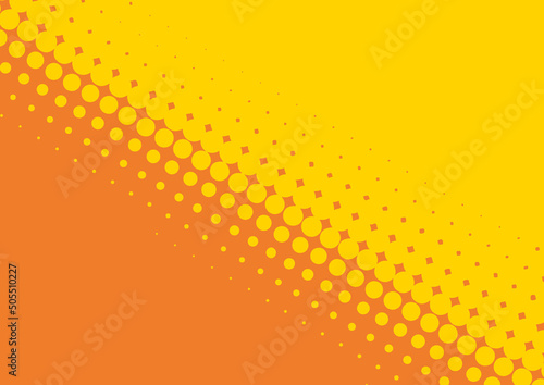 Pop art background yellow on orange dots design in retro comics book style, vector