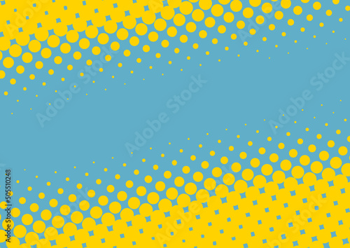 Superhero fun pop art background yellow and blue colors in retro comics style, vector