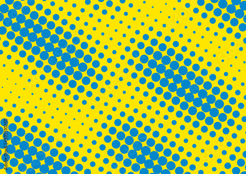 Pop art background yellow on blue dots design in retro comics book style, vector