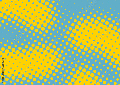 Yellow and blue dotted pop art background in retro comics style, vector