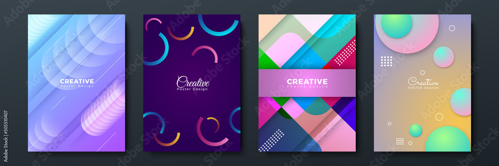 Foto Color gradient backgrounds, abstract geometric halftone patterns, vector trendy line design