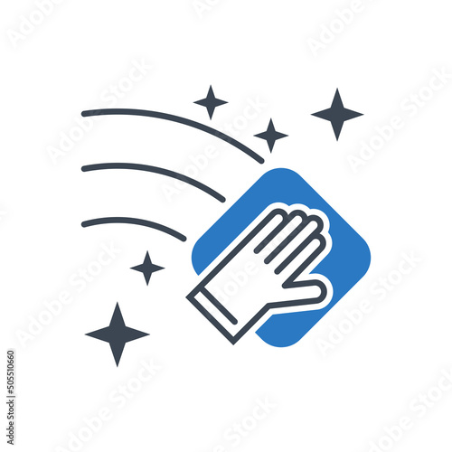 Cleaning related vector glyph icon. Hand with a napkin wipes the surface. Clean sign. Isolated on white background. Editable vector illustration