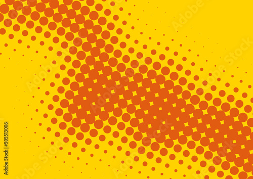 Yellow and orange dotted pop art background in retro comics style, vector