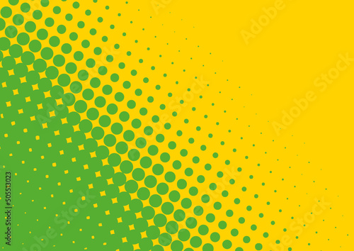 Yellow and green dotted pop art background in retro comics style, vector