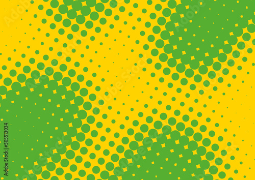 Green and yellow background in pop art comic book style, vector illustration
