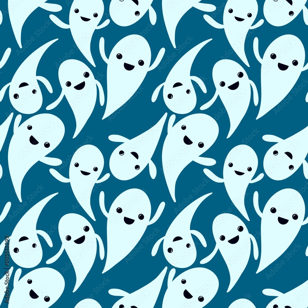 Halloween seamless ghost pattern for wallpaper and packaging and gifts and cards and linens and kids and fabrics