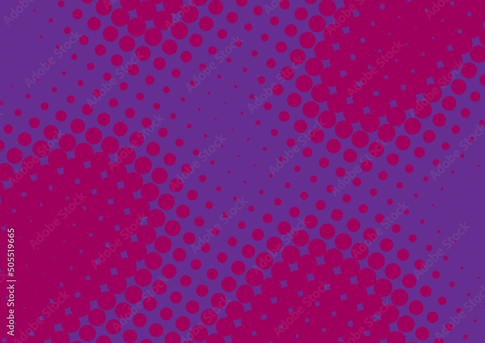Awesome magenta and purple pop art background with dots design in retro comics book style Awesome magenta and purple pop art background with dots design in retro comics book style