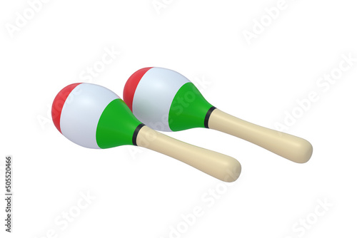 Pair of mexican maracas isolated on white background. 3d render