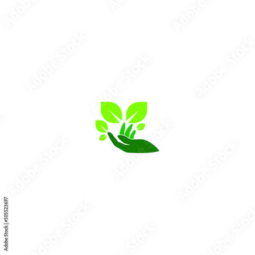 Vector illustration of environmental care represented by human hand and leaves