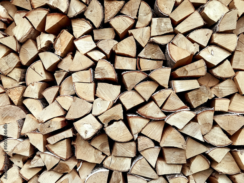 Woodpile folded on one another in countryside, horizontal, background wooden wall texture. Preparation for winter, natural fuel, green energy, dry wood for fireplace, timber and logs, close up Woodpile folded on one another in countryside, horizontal, background wooden wall texture. Preparation for winter, natural fuel, green energy, dry wood for fireplace, timber and logs, close up