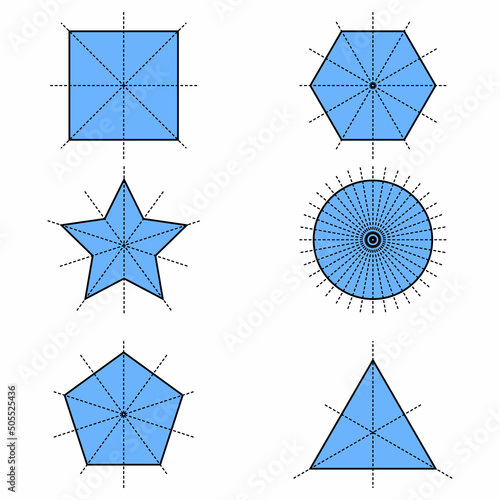 line of symmetry of square equilateral triangle circle star pentagon hexagon