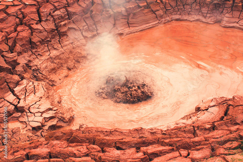 Mud geyser, in the valley of geysers. Kamchatka, Russia photo