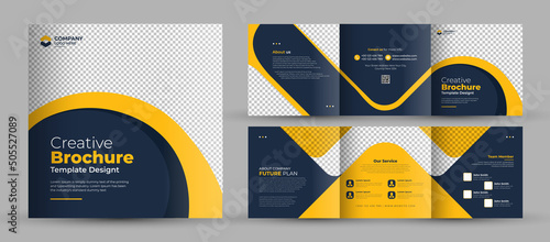 Creative business square trifold brochure flyer, poster, template design photo