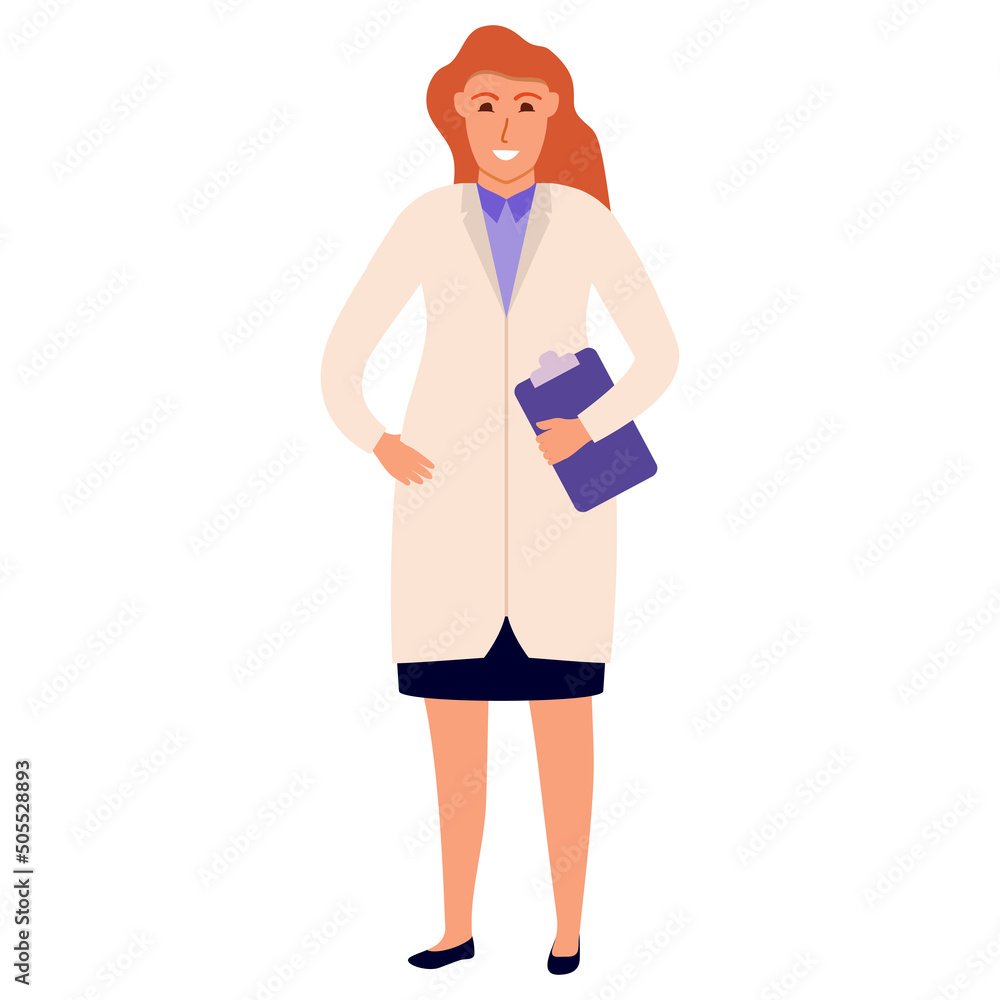 Doctor woman in uniform. Female doctor.Healthcare service.Medic worker or practitioner.Vector flat illustration. Doctor woman in uniform. Female doctor.Healthcare service.Medic worker or practitioner.Vector flat illustration.