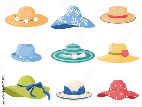 Vector set of summer women s hats