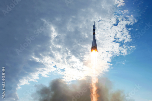 Rocket launch into space Elements of this image furnished by NASA