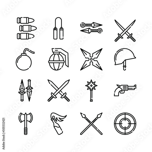 Vector illustration of a set of weapon related icons